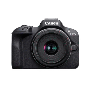 Canon R100 mirrorless camera with 18–45mm lens